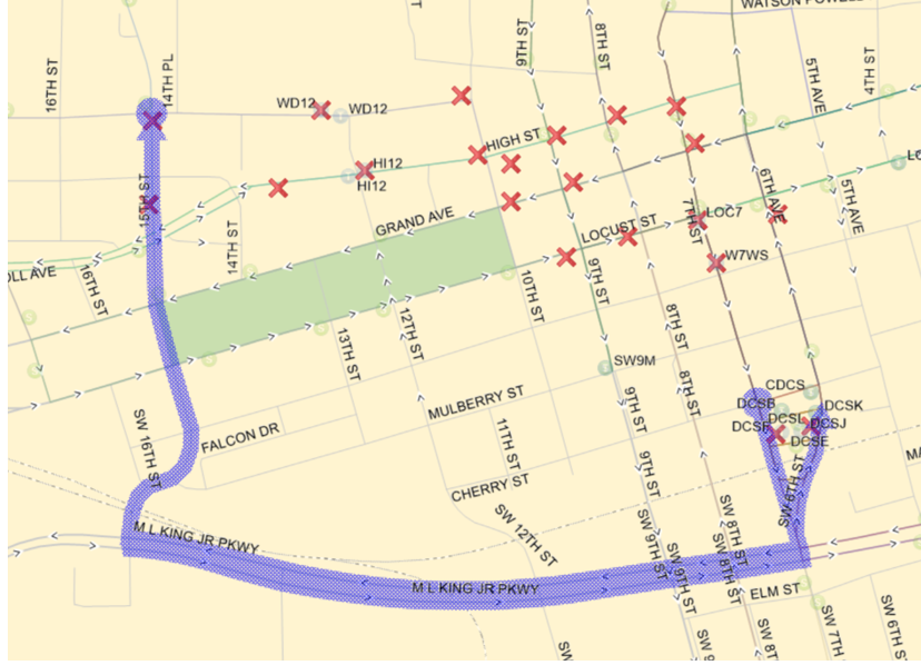 Tuesday April 21, 2026 2:00pm to 8:00pm 5, & 14 Inbound: At Woodland route 5 Right (S) on 15th, 15th/16th Left (S) on MLK, Left (N) on SW 7th to DCS. 5, & 14 Outbound: From DCS 7th (S), Right (W) on MLK, Right (N) on 16th/15th route 14 back on route, route 5 Left (W) on Woodland back on route.