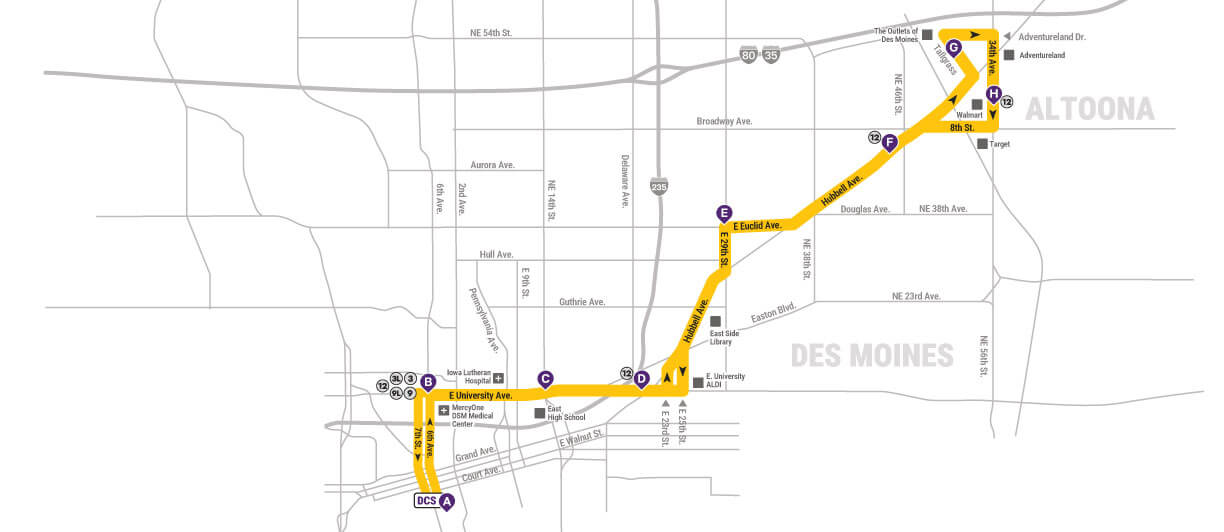 A map of route 11. See turn-by-turn section for more info via text or audio.