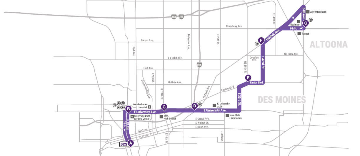A map of route 12. See turn-by-turn section for more info via text or audio.
