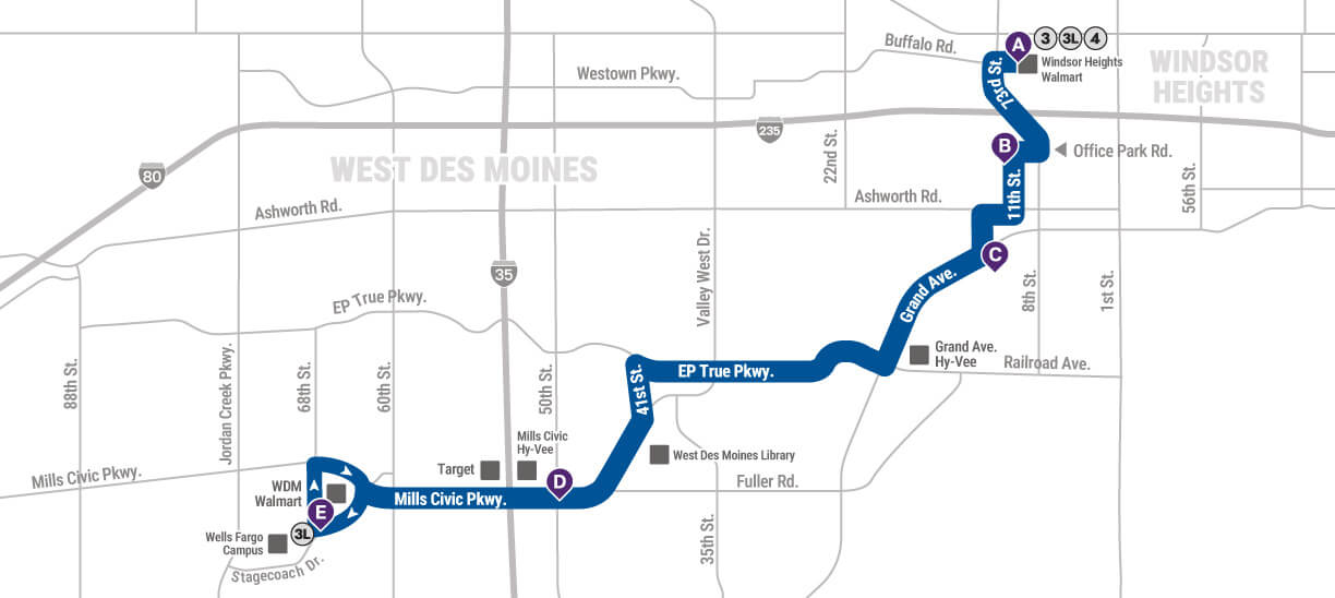 A map of route 20. See turn by turn for more info via text or audio.