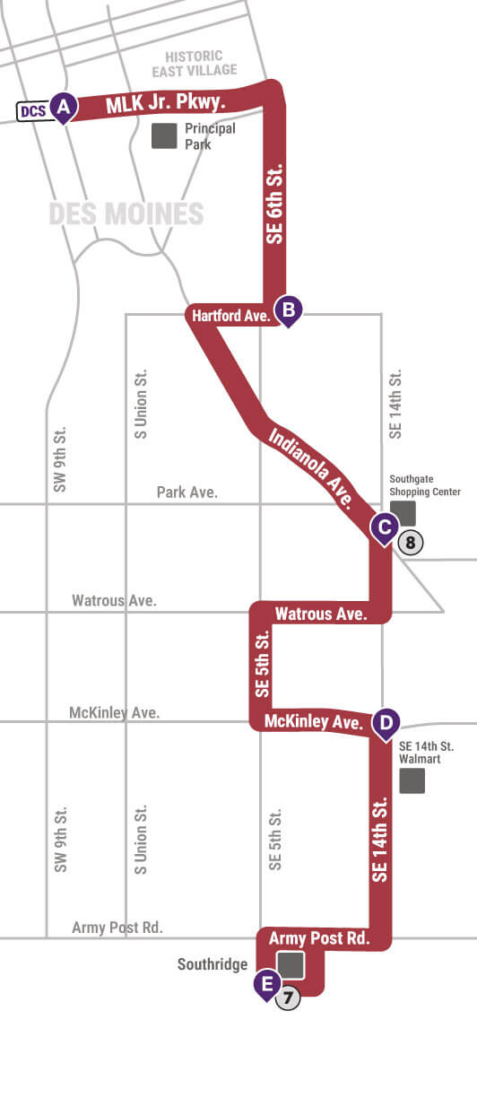 A map of route 6. See turn-by-turn for more info via text or audio.