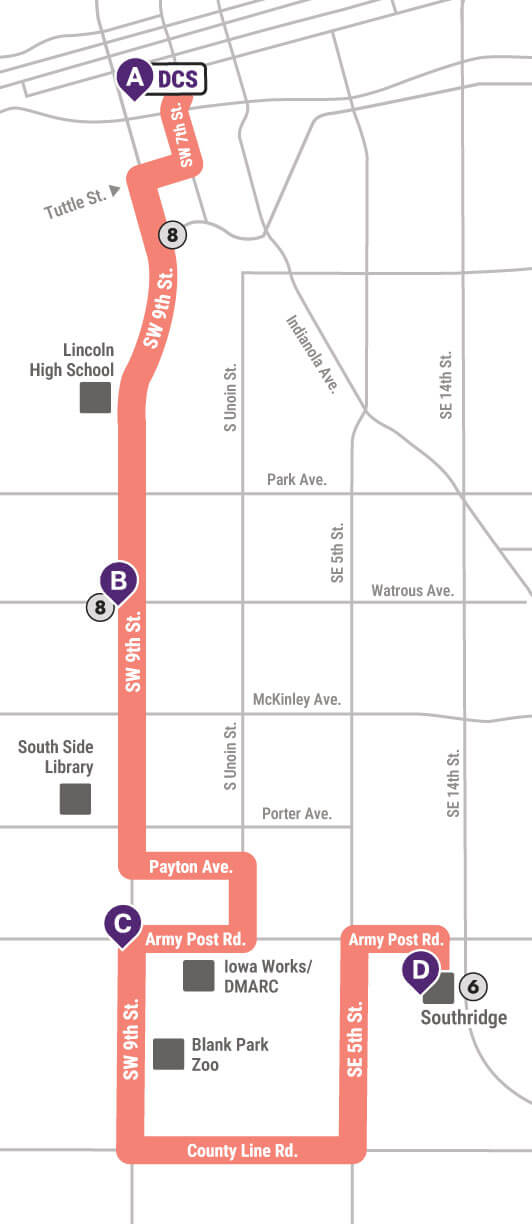 A map of route 7. See turn-by-turn for more info via audio or text.