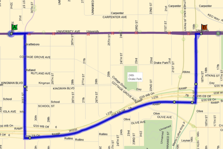 Map of Route 3 and 60 detour Relays