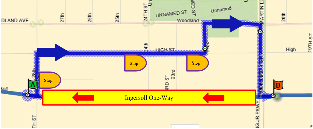 Map of Routes 11 and 60 detour - 9.2.2022