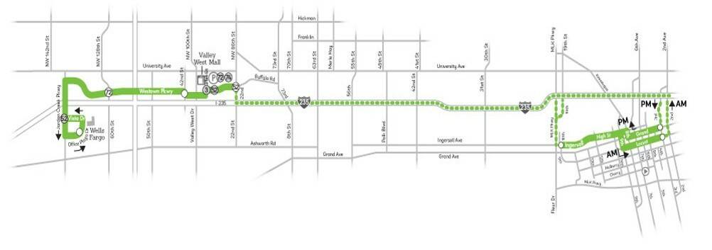 Map of DART Express Route 94 - Westown